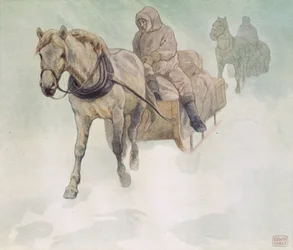 Koňské sáně, ilustrace z 