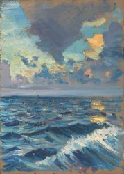 Mořská krajina, konec 19. století - polovina 20. století (olej na papíře)