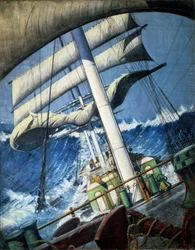 Most Endymion za špatného počasí. Olej na papíře, Herbert Barnard John Everett (1876-1949)