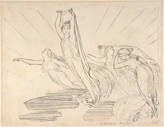 Ráno: Popeova Odyssea, kniha 12 (recto); studie pro konečnou kresbu (verso)