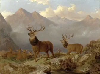 Jeleni a laně v krajině Vysočiny, 1864