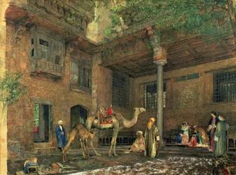 Nádvoří malířova domu, Káhira, kolem roku 1851