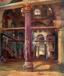 Interiér mešity El Aksa z jihovýchodu, 1902.