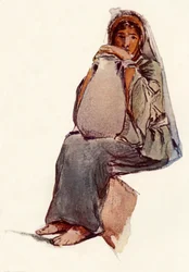Sedící postava vodního nosiče, Jeruzalém, 1902.