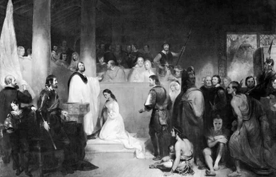 Křest Pocahontas v Jamestownu ve Virginii, 1613, 1840