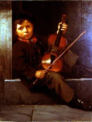 The Boy Violinist (olej na plátně)