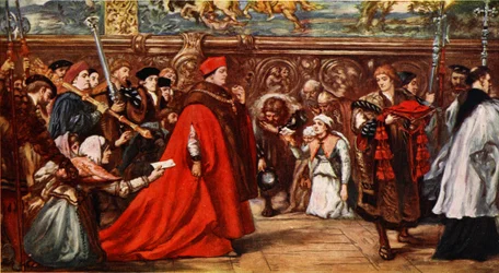 Kardinál Wolsey na cestě do Westminster Hall, ilustrace z 