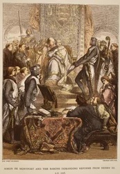 Simon de Montfort a baroni požadující reformy od Jindřicha III., 1258, vyryl Thomas Bolton