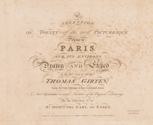 Výběr dvaceti nejmalebnějších pohledů v Paříži a jejím okolí: Titulní strana, 1803.