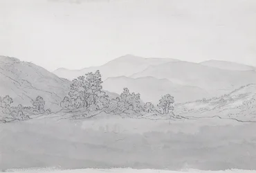 Llantysilio Mountain, Wales (pero, inkoust a mytí na papíře)
