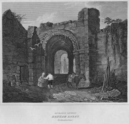 Vstupní brána - Hexham Abbey, Northumberland, 1814
