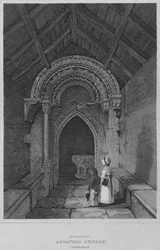 Vchod do kostela Aspatria, Cumberland, 1814