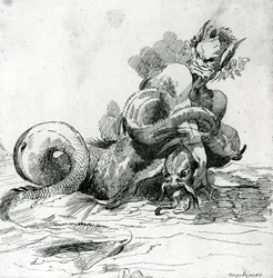Ilustrace mořské příšery, 18. století