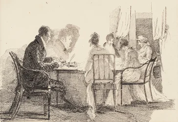 Interiér se sedícími postavami, 1804-05