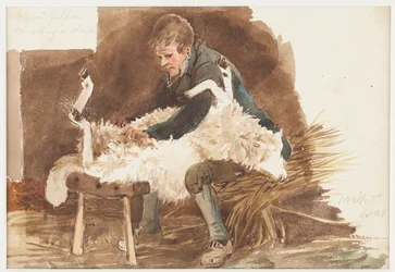 Stříhání ovcí, 1808 (wc na papíře)