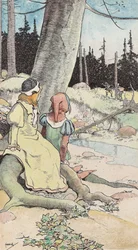 The Babes in the Wood, cca 1900 (akvarel, pero a inkoust na papíře)