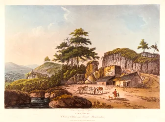 Vápenkové pece. Pohled na Clifton poblíž Bristolu, Gloucestershire, 1798.
