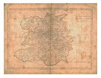 Mapa Shropshire, c1788