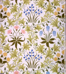 Celandine Wallpaper Design, konec 1896 (barevný dřevořez na papíře)