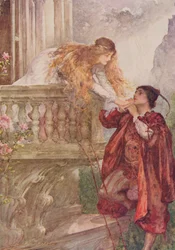 Romeo a Julie z „Dětských příběhů podle Shakespeara“ od Edith Nesbit (1858-1924), vydalo Raphael Tuck und Sons Ltd., Londýn