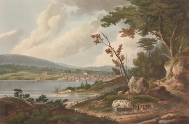 Newburg [Newburgh] č. 14 z portfolia Hudson River, 1825.