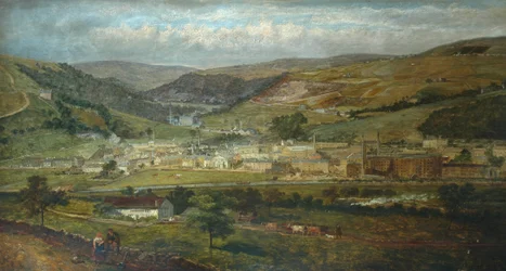 Hebden Bridge z Palace House, Fairfield, 1869