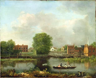 Říční krajina, možná pohled z West End of Rochester Bridge, 1800-10