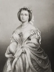 H.R.H. Princezna Victoria Adelaide Maria Louisa (1840-1901) Královská princezna Anglie, vyryl D.J. Libra z fotografie, z „Kresliště významných osobností, svazek 2“, publikované v Lo
