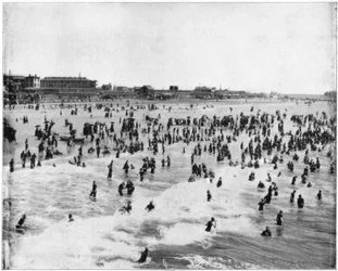Pláž v Atlantic City, New Jersey, USA, konec 19. století