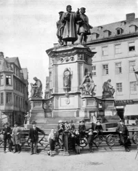 Gutenbergův pomník, Frankfurt, Německo, konec 19. století