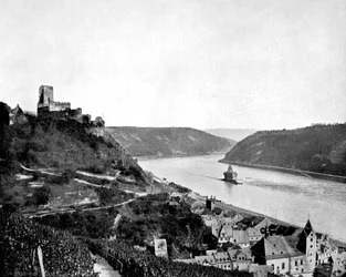 Rýn, Gutenfels a Pfalz, Německo, 1893.