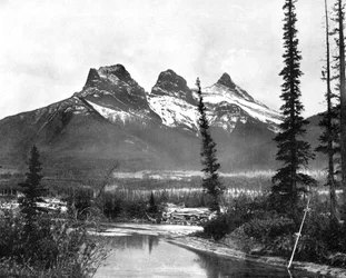 The Three Sisters, Canmore, Canadian Pacific Railway, 1893.