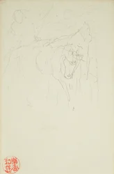 Achilles a Xanthus, z listů La Farge #849 a #860, jedna ze 42 kreseb