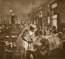 Zraněný; Londýnská nemocnice, 1914-1919