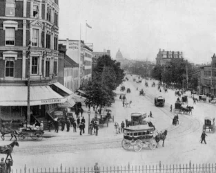 Washington l Avenue Pensylvania fotografie od Johna Lawsona Stoddarda (1850 1931) Traveler and Conferencier Vzdělávací publikace pro - Chicago (černobílá fotografie)