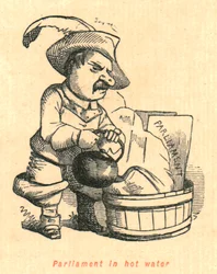 Parlament v horké vodě, 1897.