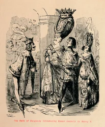 Vévoda z Burgundska představuje královnu Isabellu Jindřichu V., 1860, 1860