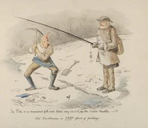 Štika je nenasytná ryba a v zimních měsících ochotně kousne-Starý pán..., 1830-64.