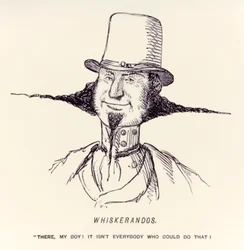 "Whiskerandos" "Tady, můj chlapče! To nemůže udělat každý!" publikoval v satirickém časopise „Punch“ v roce 1854