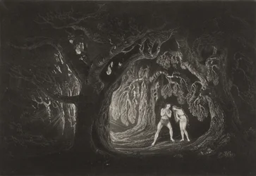 Adam slyšící hlas Všemohoucího, kolem roku 1827 (mezzotinta)