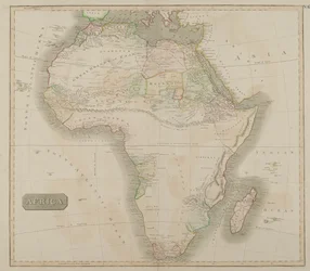 Afrika (ručně kolorovaná rytina)