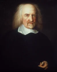 Portrét Thomase Hobbese. Anglický filozof. (1588-1679) - obraz Johna Michaela Wrighta. Londýn, National Portrait Gallery