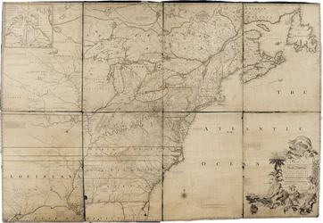 Mapa britského a francouzského panství v Severní Americe od Mitchella