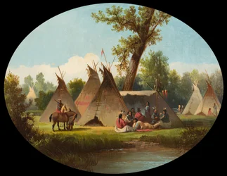 Tábořiště Assiniboin na Horní Missouri, kolem roku 1870