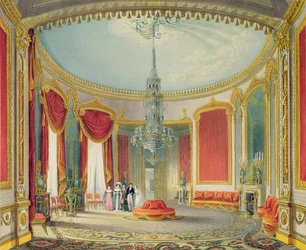 Saloon ve své poslední fázi z Pohledy na Royal Pavilion, Brighton od Johna Nashe, 1826 (tisk)