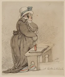 V Exeter Cathedral, 1809 (pero, inkoust, štětec a wc na papíře)