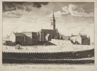 St Andrews Delineated – Pohled z ruin hradu Beatons (pero a mytí na papíře)