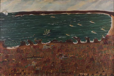 Indický tábor v Marblehead, 1920-28 (olej na sololitu)