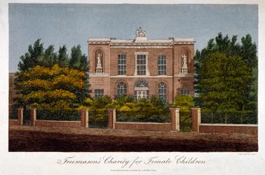 Dobročinná dívčí škola svobodných zednářů, Westminster Bridge Road, Lambeth, Londýn, 1814