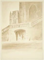 Redcliffe Conduit a část North Porch (kresba, akvarel)